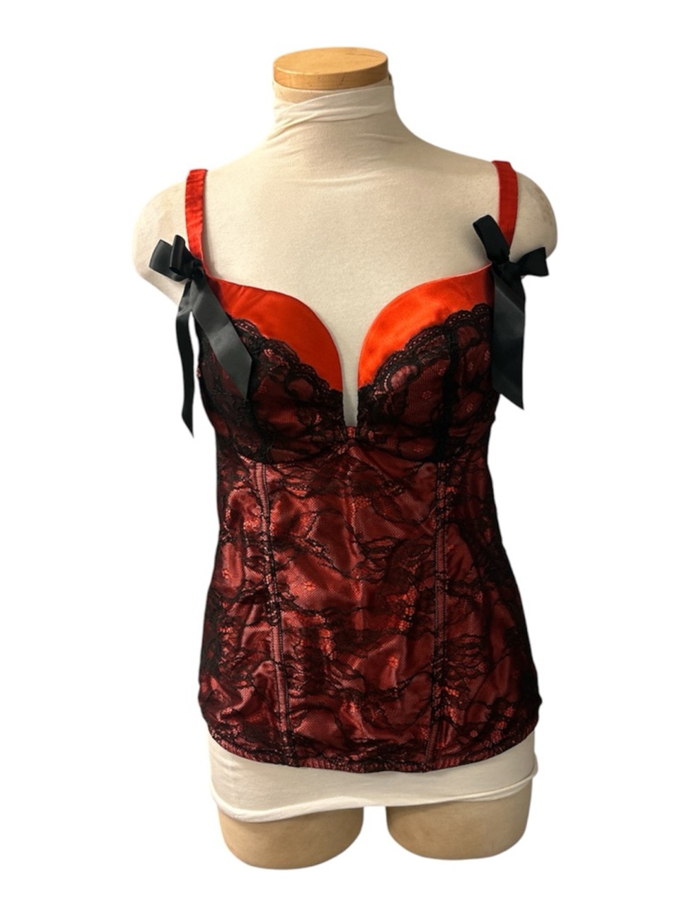 Cacique Lane Bryant Red and Black Lace Bustier Plus Size 14/16